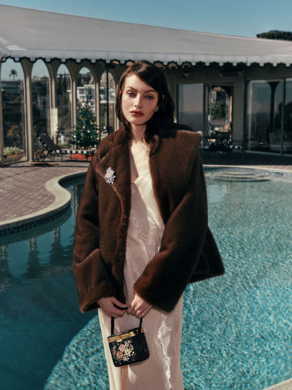 Ellie Faux Fur Coat - Brown